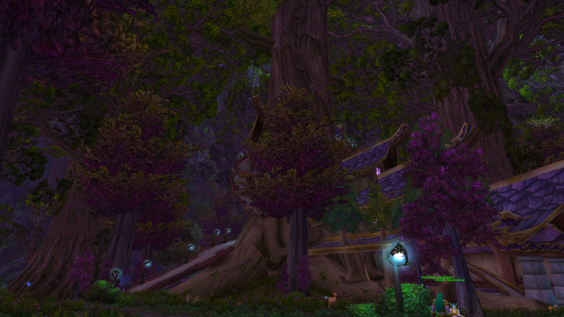 The first sight new Night Elf characters ever see when they begin their World of Warcraft journey: Aldrassil, a small town on Teldrassil that is basically a large tree on top of an even larger tree.